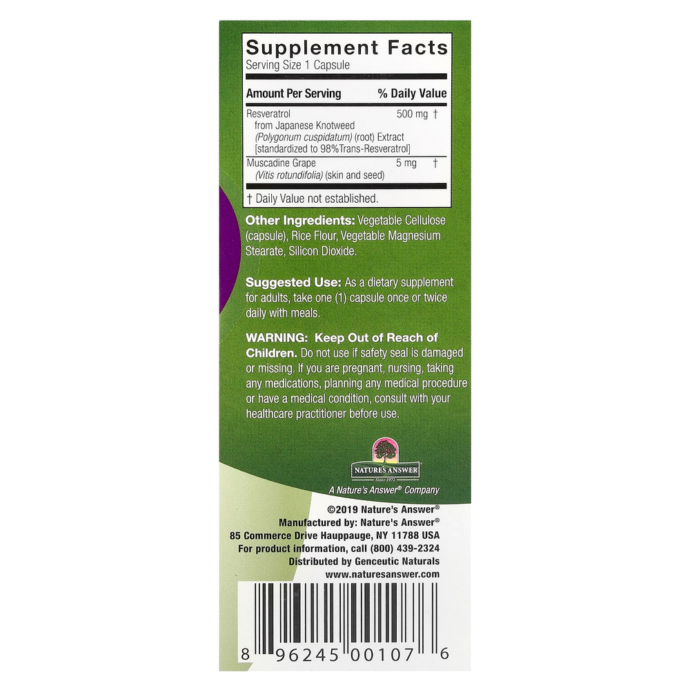 Genceutic Naturals, Wild & Pure™, ресвератрол+, 60 вегетарианских капсул