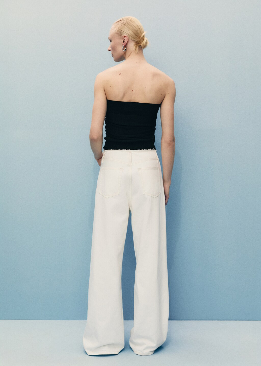 Брюки wideleg из денима с необработанным поясом