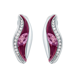 Серьги с Розовыми Сапфирами и Бриллиантами, Эмаль, E0123-80/1