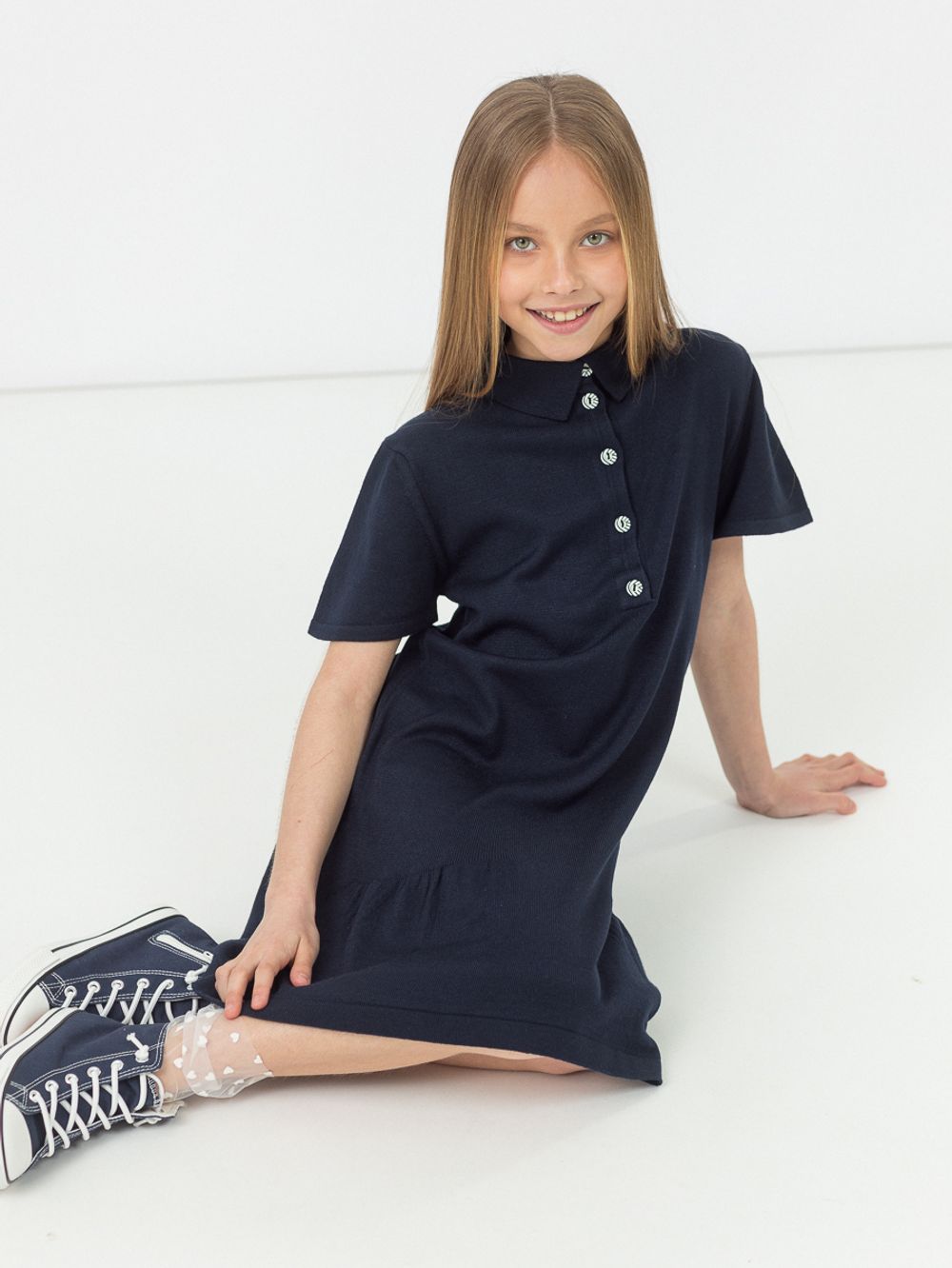 Платье темно-синее для девочки арт. АТ594