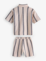Рубашка с коротким рукавом и шорты в комплекте для мальчика Next E63-733, Бежевый