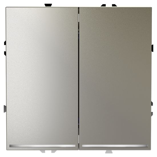 Проходной переключатель встраиваемый VOLTUM S70 двухклавишный с подсветкой 10А, (шелк)