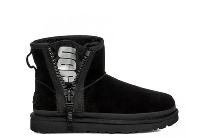 UGG Classic Mini Zipper Tape Logo Boot Black