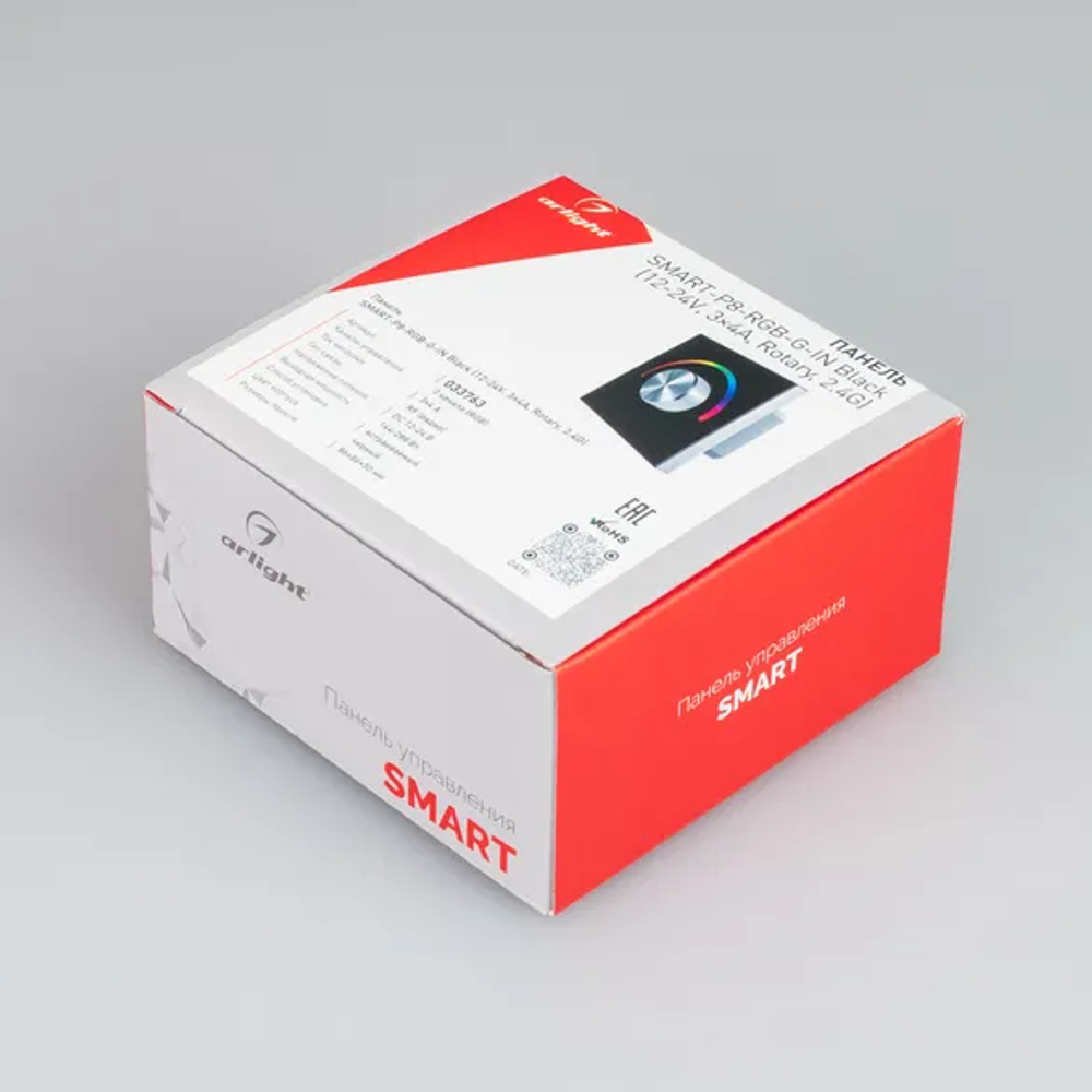 Панель SMART-P8-RGB-G-IN Black (12-24V, 3x4A, Rotary, 2.4G) (Arlight, IP20 Пластик, 5 лет) 033763
