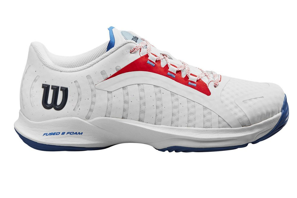 Женские  кросовки для Padel Wilson Hurakn Pro - white/wilson red/de ja vu blue