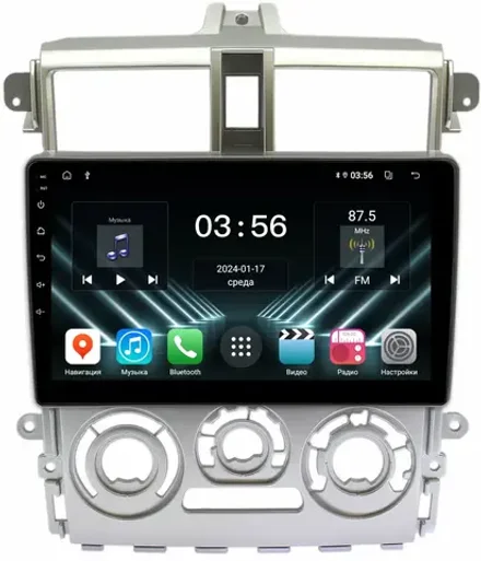 Магнитола для Mitsubishi Colt 6 2002-2012, Colt Plus (правый руль, рамка серебро) - FarCar 9626F2SM на Android 13 и IPS экран