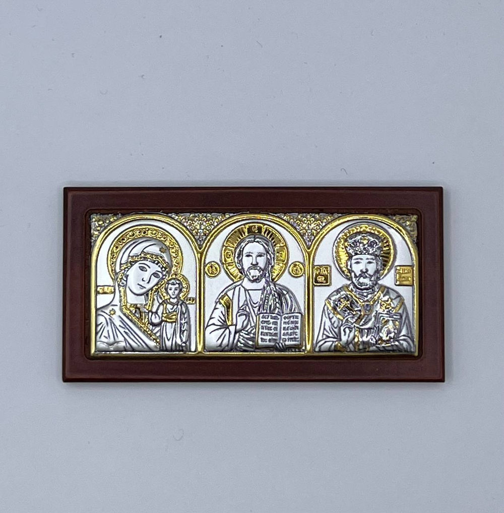 Спаситель, Казанская БМ, Николай Чудотворец, триптих, 45х88