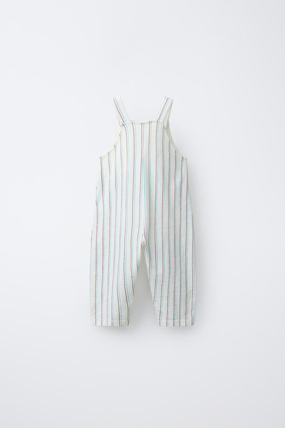 ZARA ДЛИННЫЙ КОМБИНЕЗОН В ПОЛОСКУ, ЭКРЮ/СИНИЙ