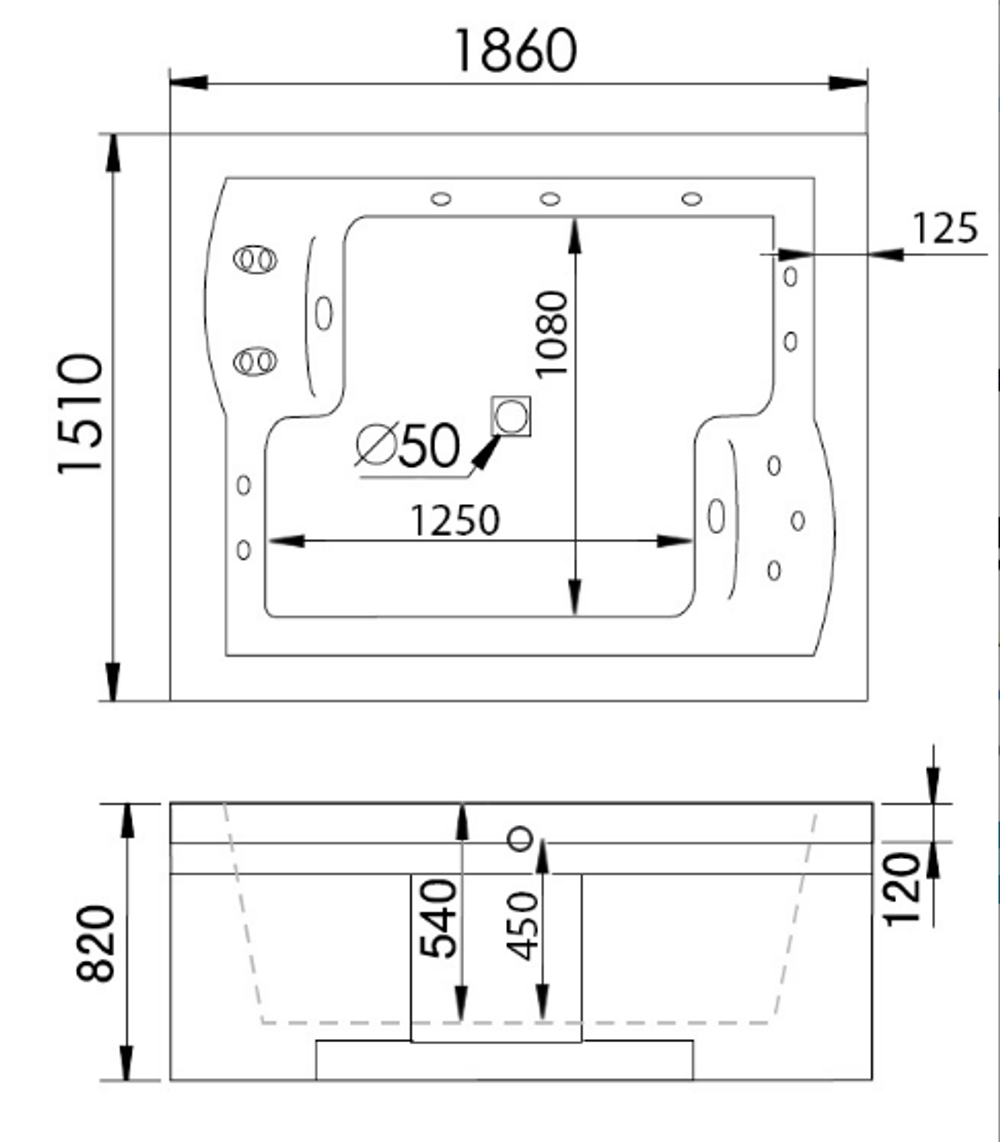 Акриловая ванна Gemy G9052 II K R