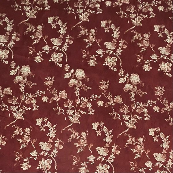 ЦВЕТЫ НА РАЗМЫТОМ ВИШНЕВОМ ФОНЕ - 100% хлопок 1