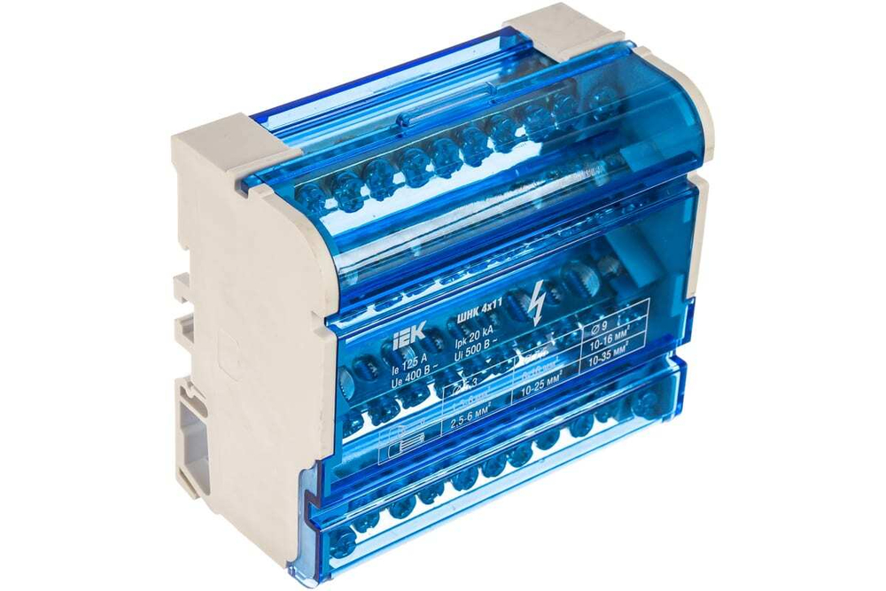 Шины на DIN-рейку в корпусе (кросс-модуль) ШНК 4х11 125А 3L+PEN IEK