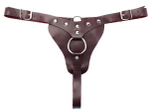 Трусики для страпона БДСМ Арсенал Maroon – кожа, кольцо 4,5 см