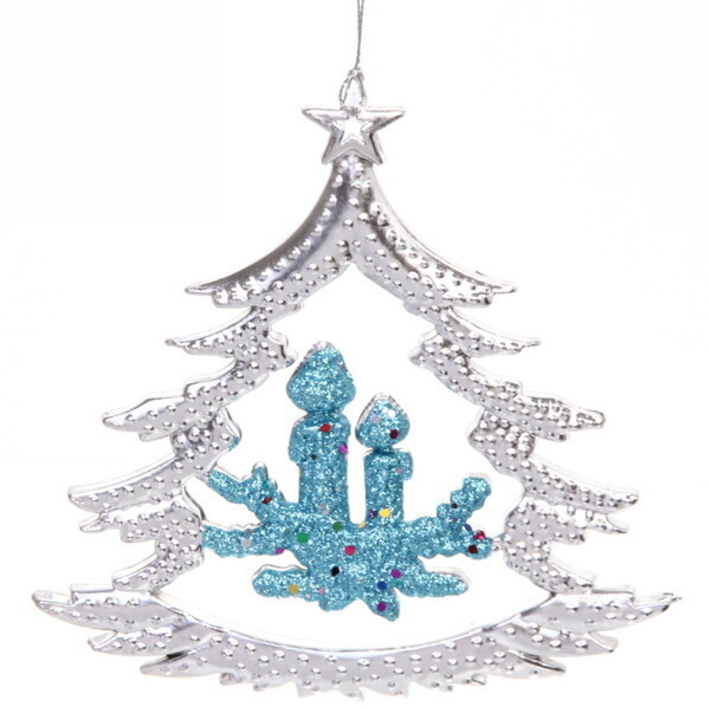 Украшение новогоднее «Ёлочка со свечами» 17*17 см, Серебро