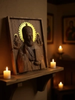 Освященная Икона Николая Угодника Чудотворца из дуба