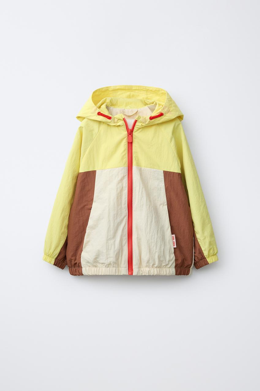 ZARA ЛЕГКИЙ ДОЖДЕВИК В СТИЛЕ КОЛОР-БЛОК, ЭКРЮ/ЖЕЛТЫЙ