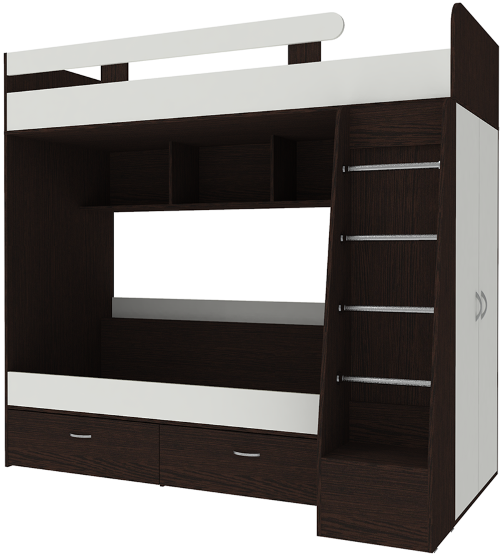 Двухъярусная кровать КарИВи Юниор 6 Венге Белый