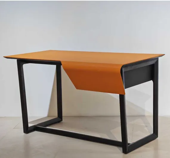 Письменный стол с ящиком 4570, экокожа цвета охра