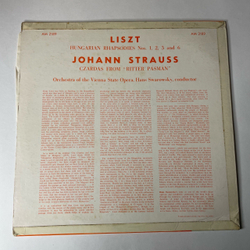 Винтажная виниловая пластинка LP Liszt Лист, Johann Strauss Штраус, The Vienna State Opera Orchestra, Hans Swarowsky Hungarian Rhapsodies Nos. 1, 2, 3 And 6 (Англия 1961)
