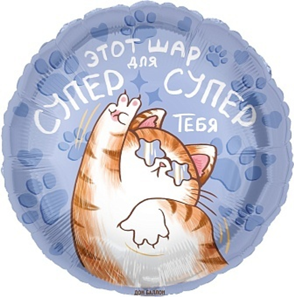 К 18'' Круг Шар для Супер Тебя (котик) 40 см.