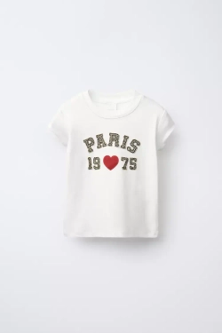 ZARA ФУТБОЛКА С НАШИВКАМИ, БЕЛЫЙ