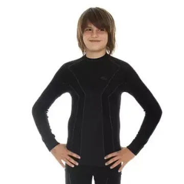 Терморубашка подростковая на мальчика BRUBECK Thermo body guard LS11690 черная