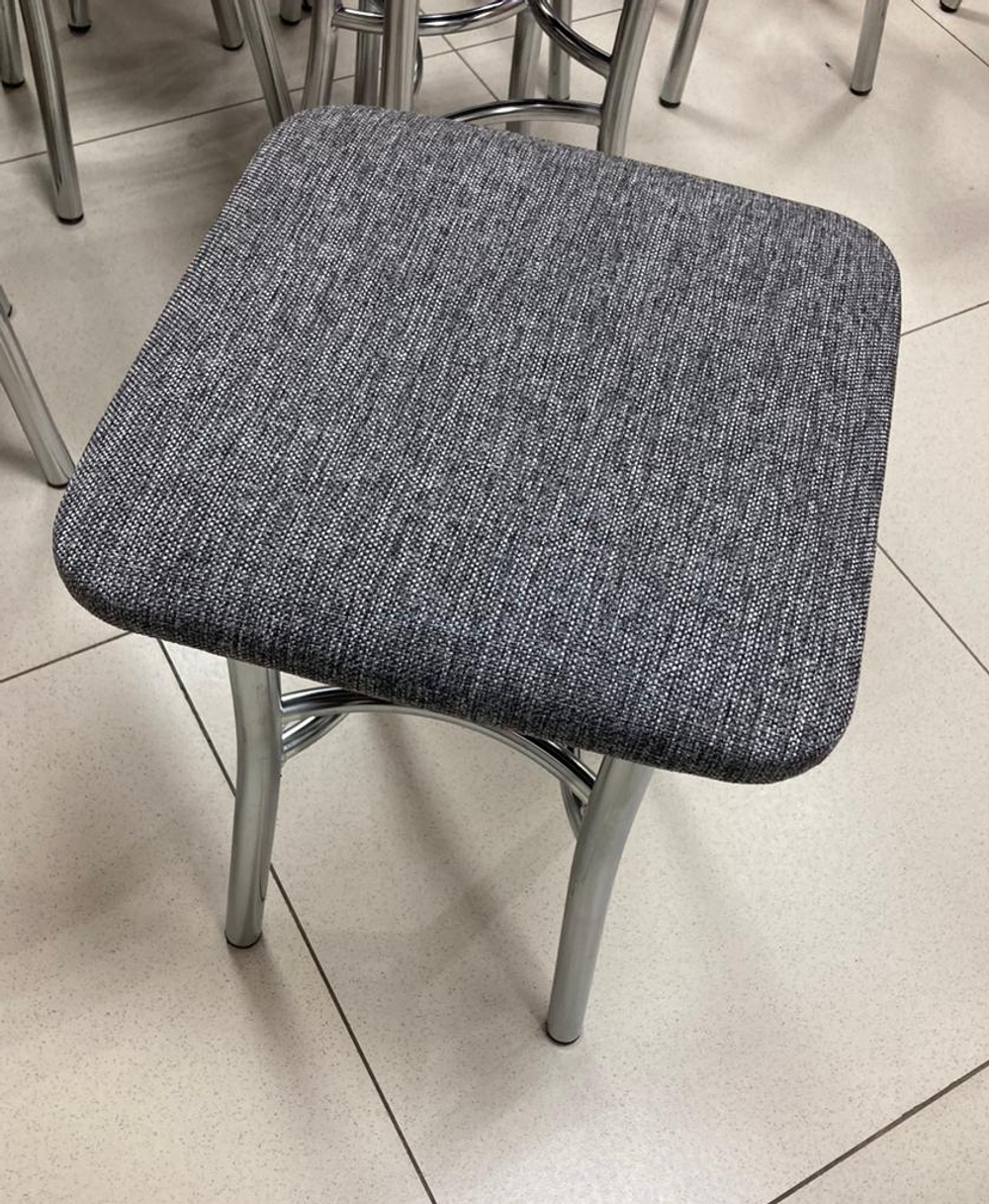 Табурет Квадрат каркас хром основание рогожка серая