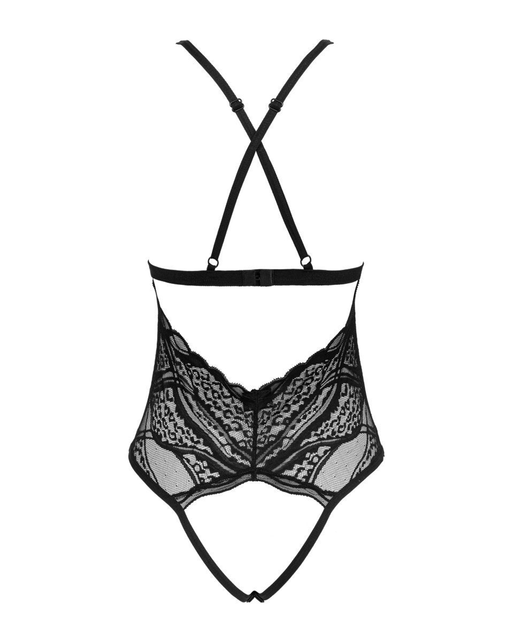 Роскошное кружевное боди Sedila с интимным доступом (Размер: S-M) (Цвет: черный)