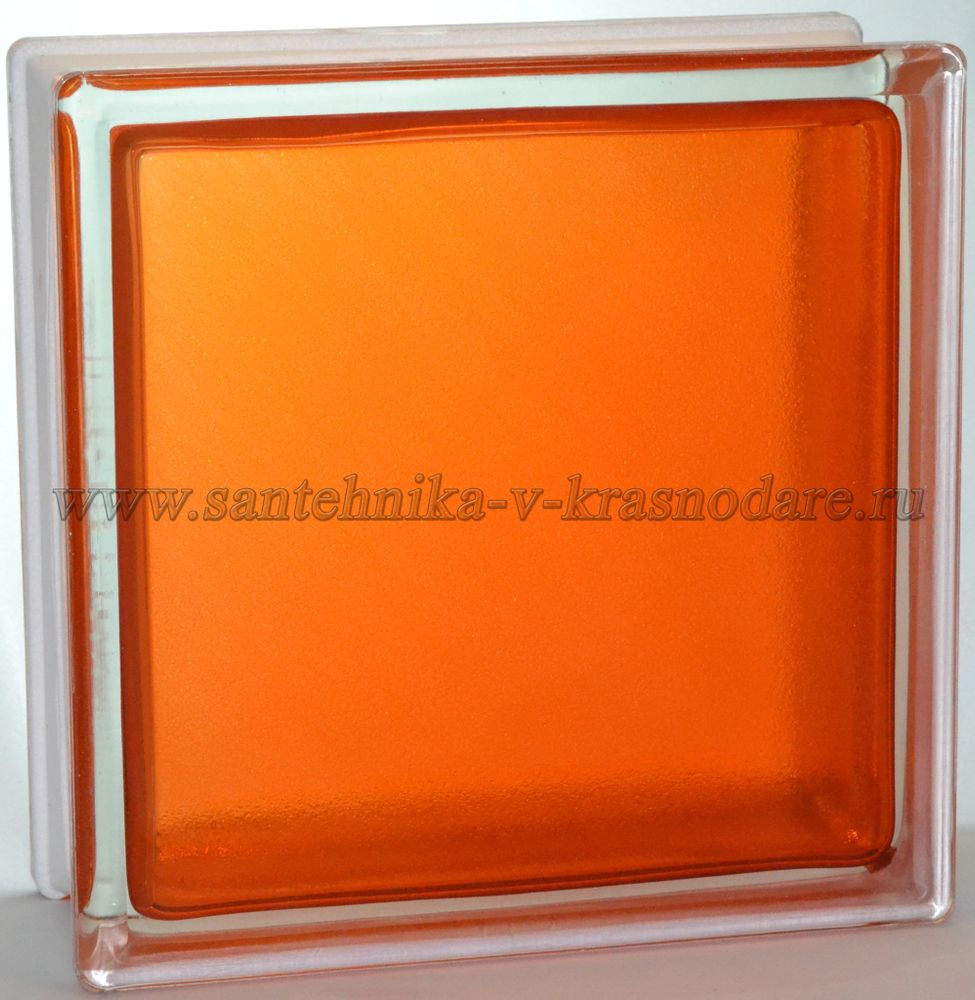 Стеклоблок оранжевый гладкий окрашенный изнутри Vitrablok 19x19x8