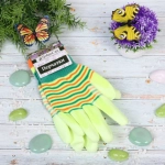 Перчатки нейлоновые «Радуга» с ПВХ покрытием полуоблитые, салатовые 8 р-р ДоброСад