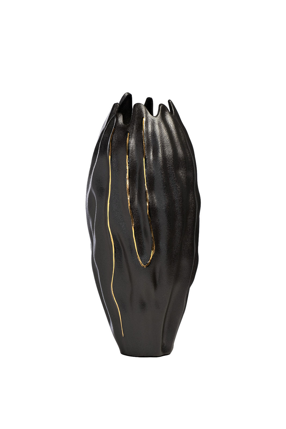 Ваза декоративная керамическая 15х40см Garda Decor рельефная черная