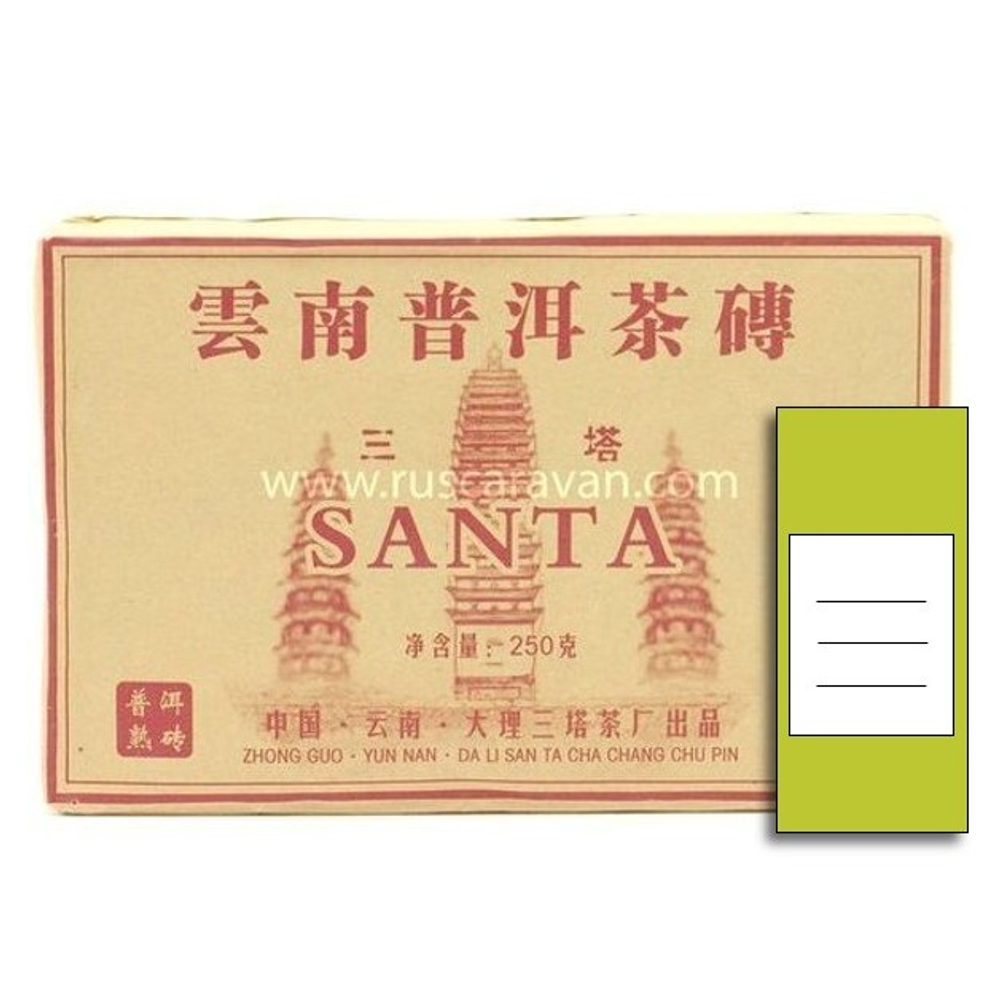 0373k.22 ПРОБНИК Чай прессованный черный Пуэр Шу "Саньта", ча чжуань 250гр