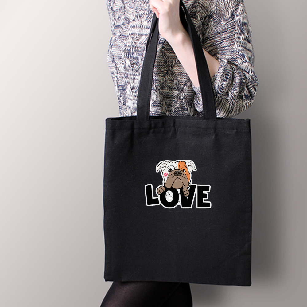 Тканевая сумка "Английский бульдог - LOVE"