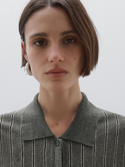 Massimo Dutti Кардиган из 100% льна в полоску, зеленоватый