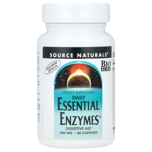 Source Naturals, Daily Essential Enzymes®, 500 мг, 60 вегетарианских капсул