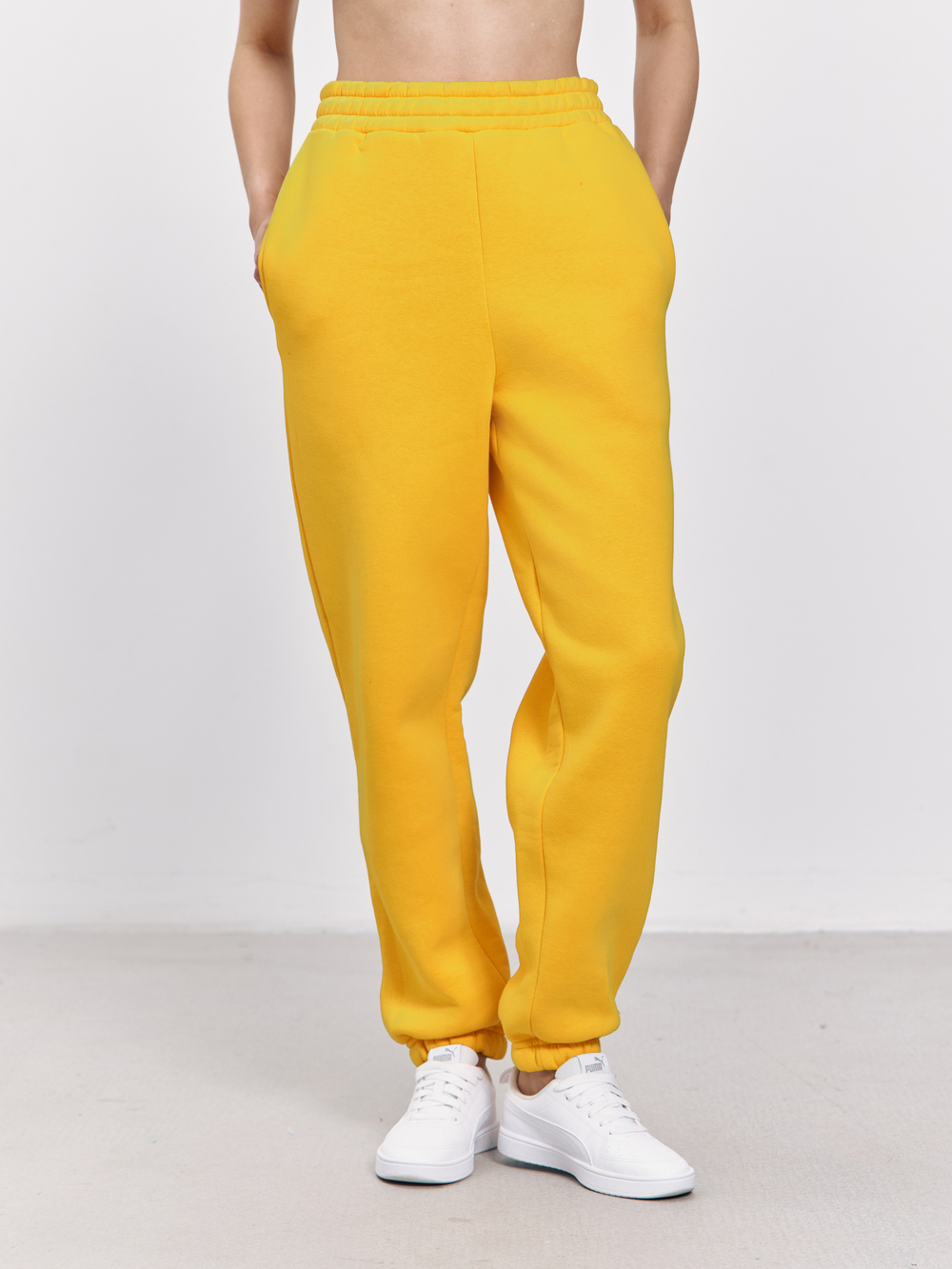 Брюки женские с начесом (желтый)