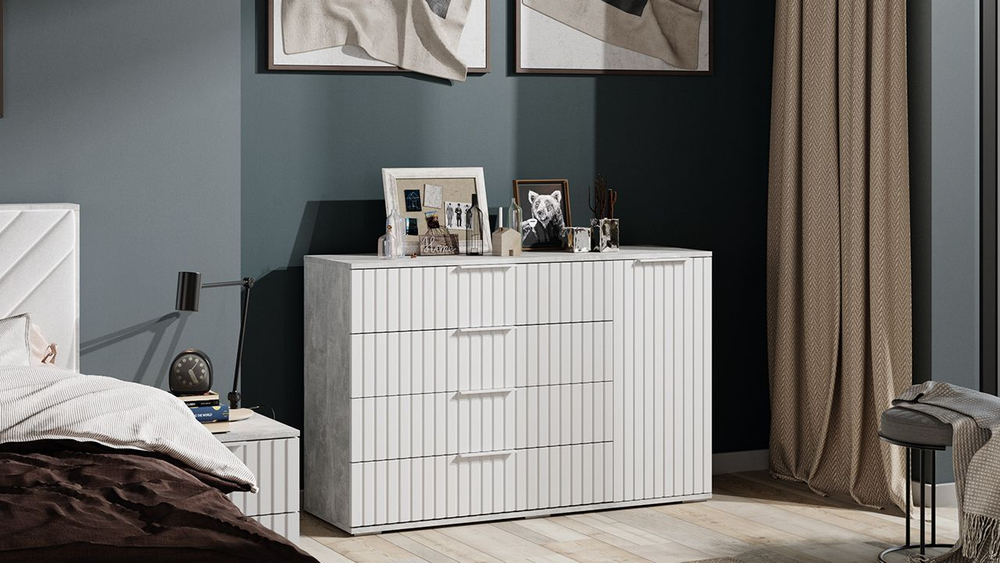 Комод для одежды с ящиками Дуб Крафт золотой/Графит матовый 4 ящика 92х41х84 см