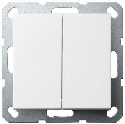 Выключатель двухклавишный 10A 250V~ с накладкой, цвет белый глянцевый