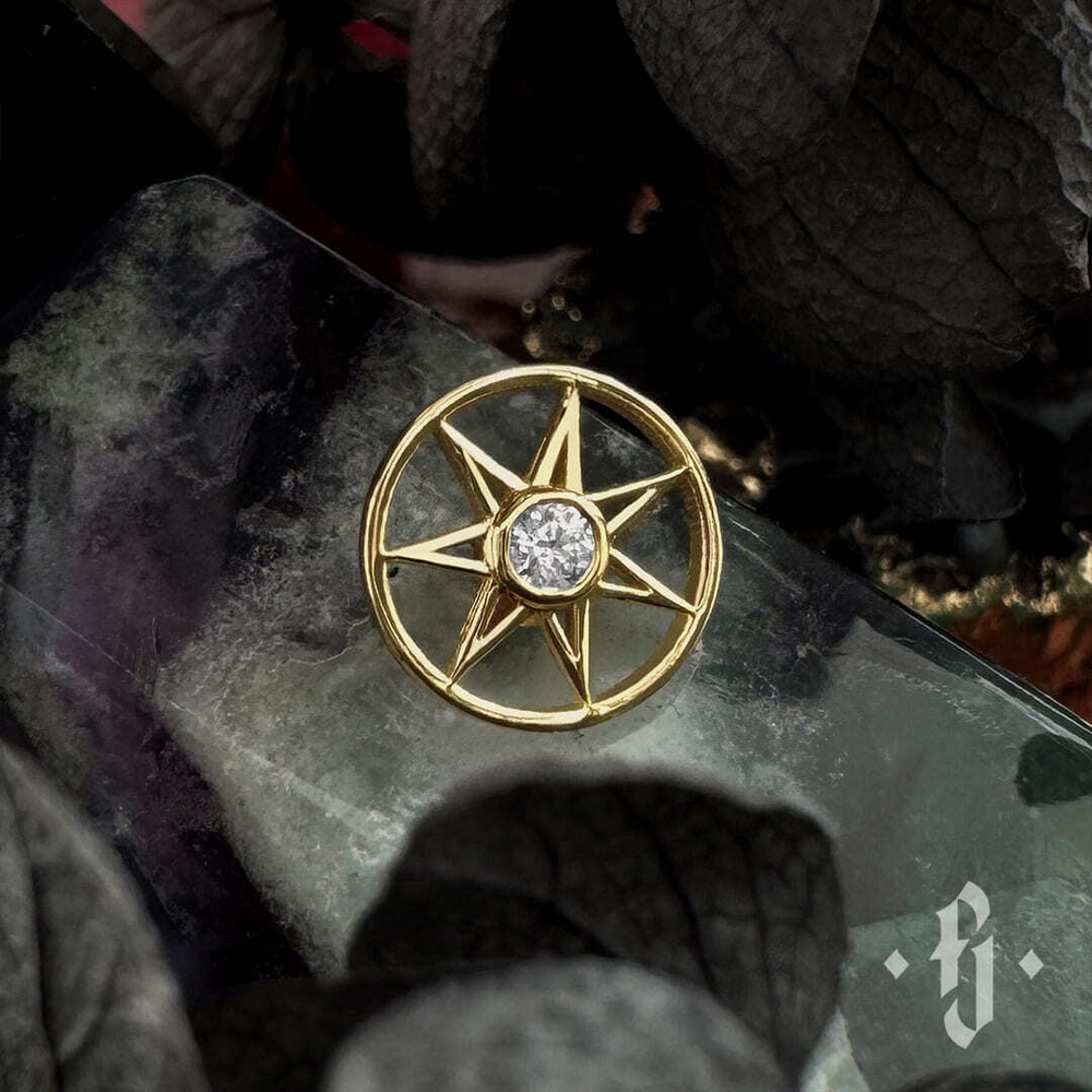 Накрутка "Deorum" - Желтое золото - White CZ