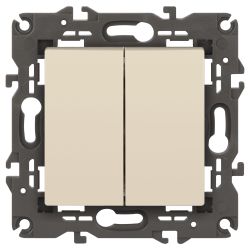 14-1106-02 ЭРА Переключатель двойной, 10АХ-250В, IP20, Эра Elegance, сл.кость | Elegance Слоновая кость