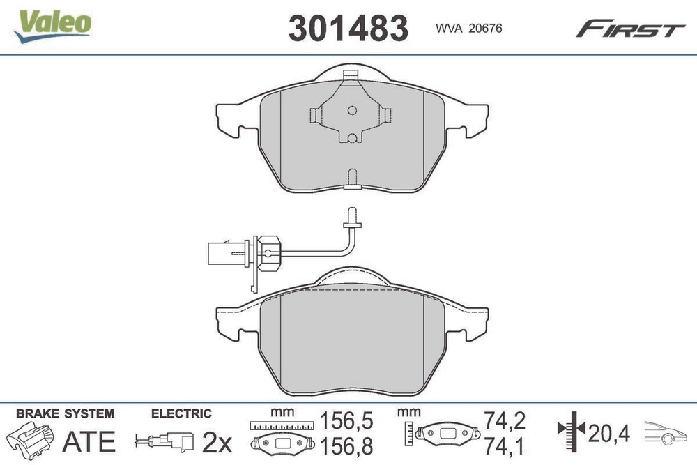 VALEO - 301483-VAL - Brake Pad Set, disc brake
