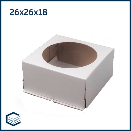 Коробки для торта, микрогофра, 260х260х18 мм