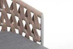 "Диего" стул плетеный из роупа, каркас из стали светло-серый (RAL7035) муар, роуп бежевый круглый, ткань светло-серая