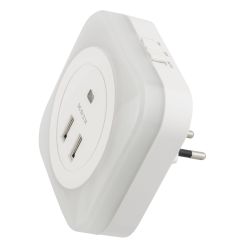 DTL-321 White-Sensor-2USB Светильник ночник с фотосенсором день-ночь. 2USB. Белый. ТМ Uniel