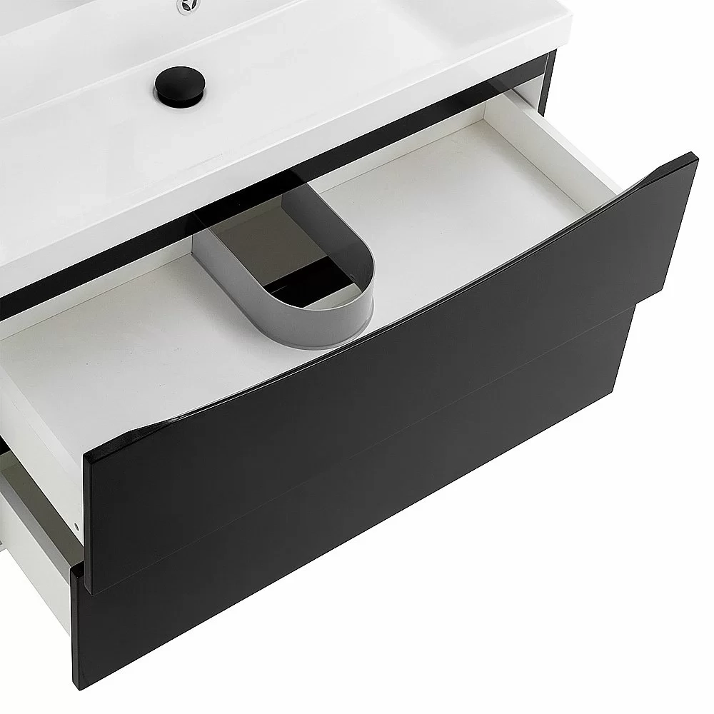 Тумба с раковиной Belbagno MARINO 90 2C-SO/BB900/450-LV-MR-AST Nero Lucido
