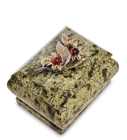 Народные промыслы NST-48 Шкатулка «Лето-Ветерок» (змеевик,янтарь)