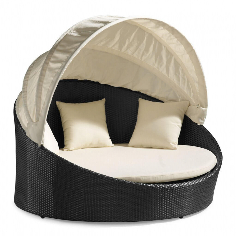 Лаунж-диван плетеный Tagliamento Shell-sunshade, антрацит