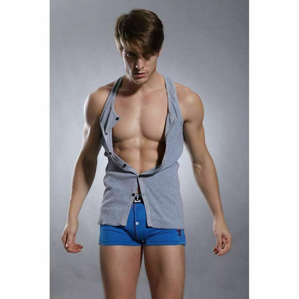 Мужская майка с пуговицами SuperBody Grey