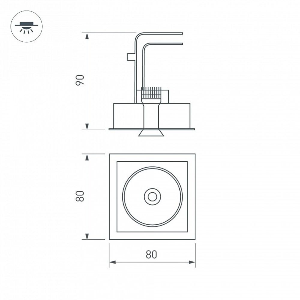 Встраиваемый светильник Arlight CL-SIMPLE-S80x80-9W Day4000 (BK, 45 deg) 026875