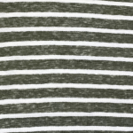 Тонкий льняной трикотаж болотно-зелёного цвета в молочную полоску