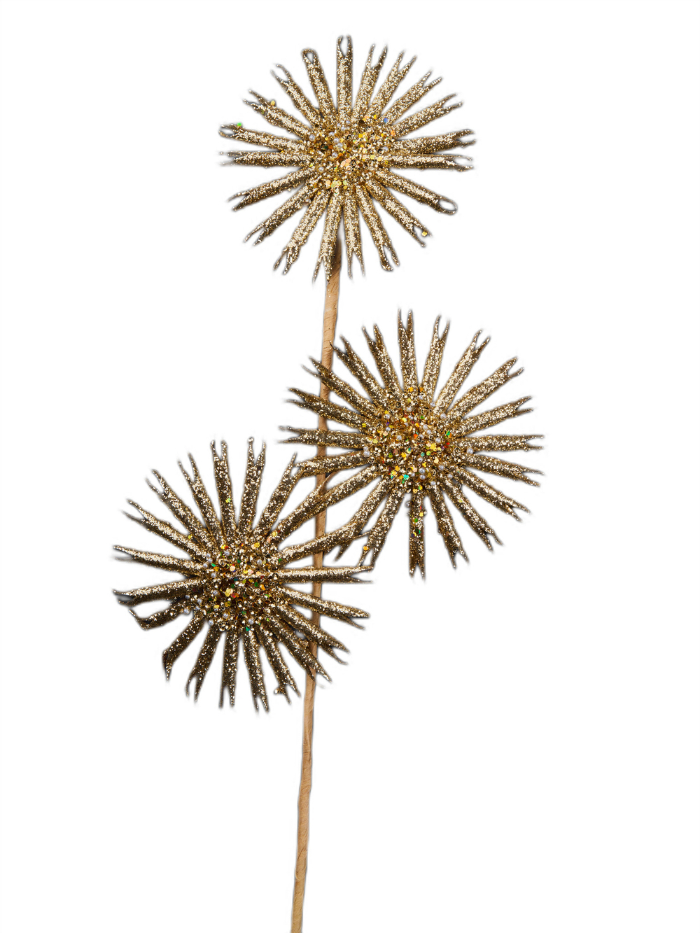 Веточка с цветами 20х51см ChristmasDeLuxe золото